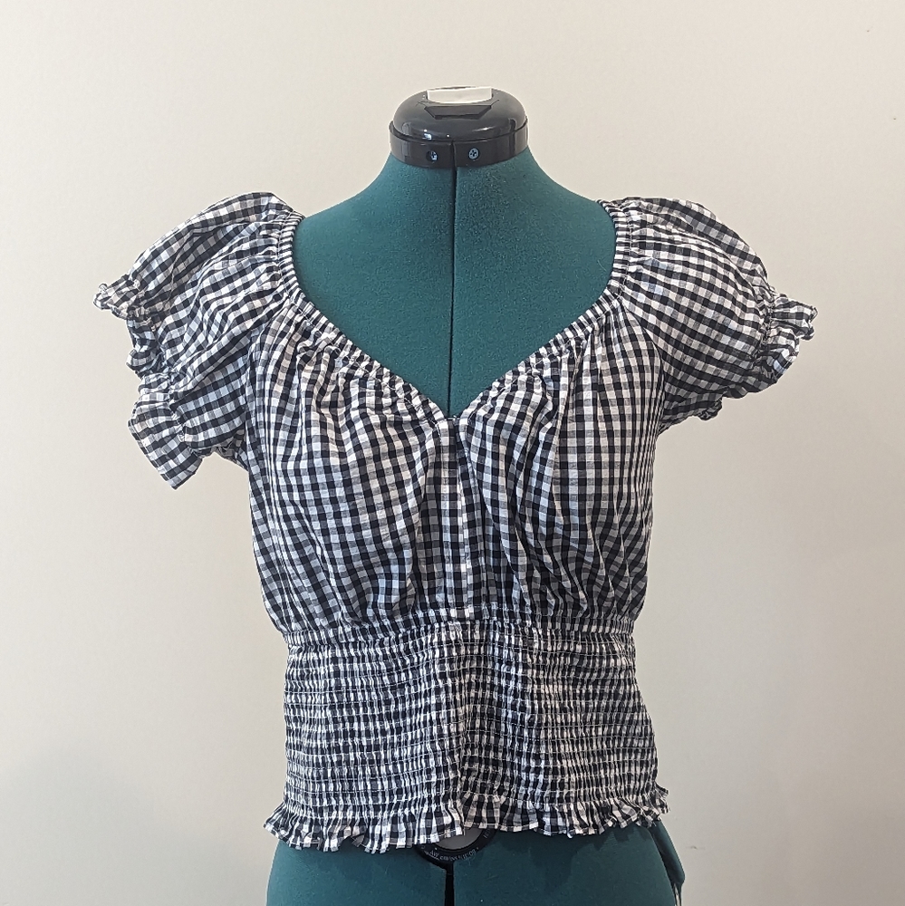 Apricot Gingham Top